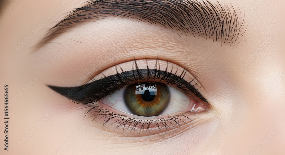 Obraz premium Eye Makeup: Classic Winged Eyeliner Style