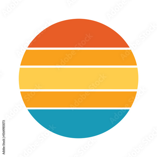 round sun icon with smooth retro stripe divisions