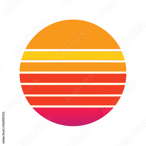 rounded retro sunset with clean layered gradient bands