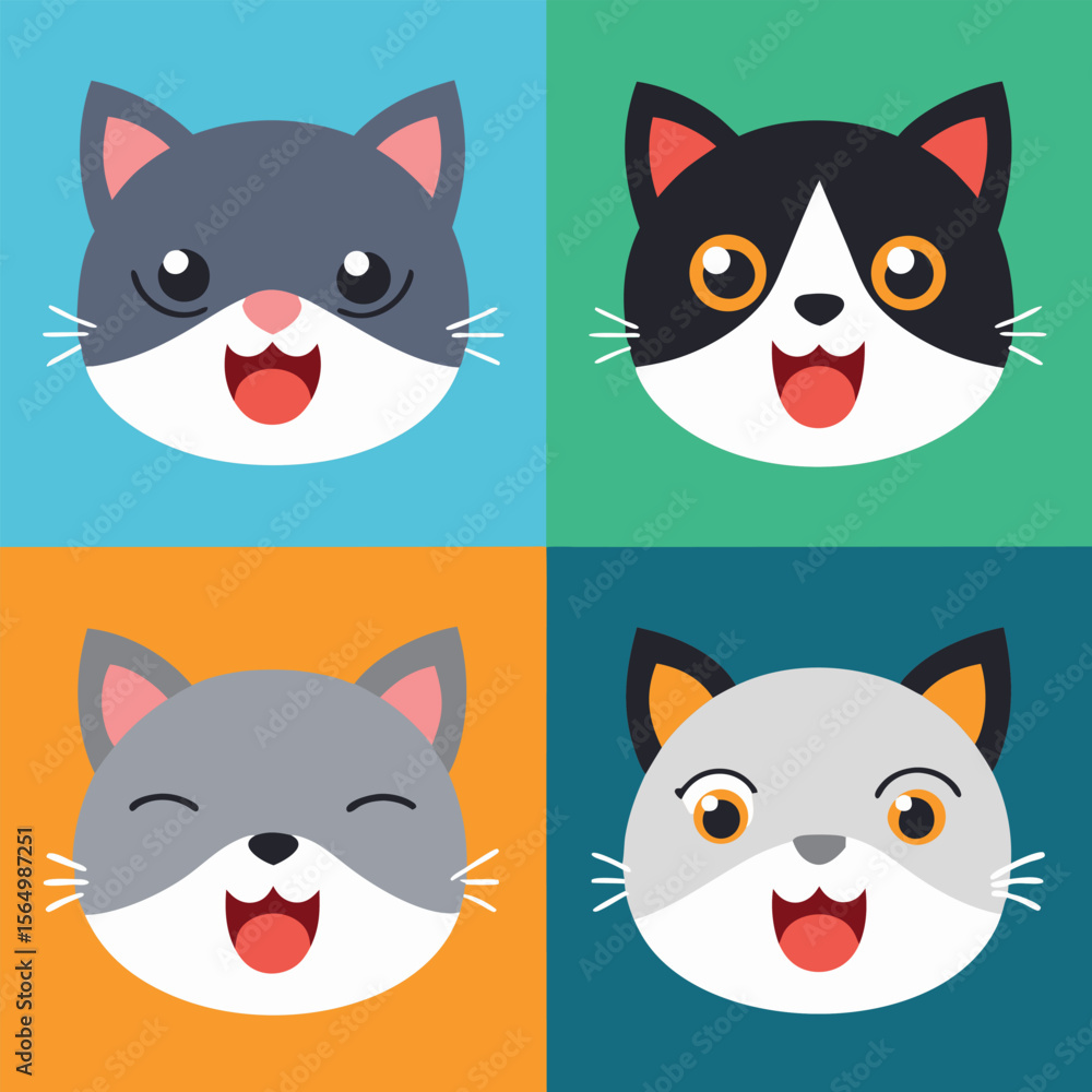 Minimalist Cat Emotion Icons Set Minimalist Cat Emotion Icons Set
