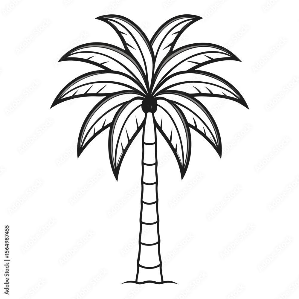 Obraz premium palm tree line art vector
