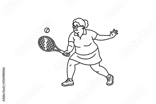 Hand drawn illustrations plus size individuals engaged in sport or fitness activities