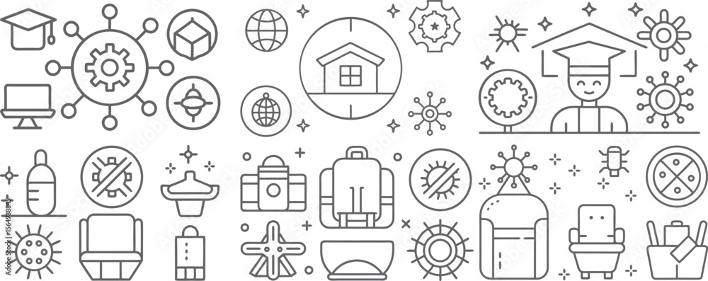 Fototapeta premium Education and Technology Icons for Learning and Development