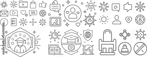 Comprehensive COVID-19 Safety, Education, Communication, and Security Icons
