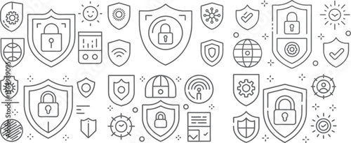 Comprehensive Cybersecurity Icon Set for Data Protection and Digital Safety