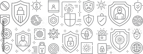 Comprehensive Cybersecurity and Data Protection Icons and Symbols
