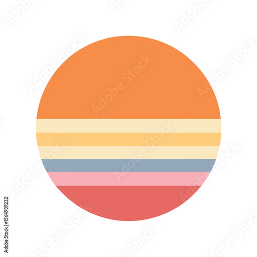 Free Download soft color circle with faded horizontal sunset stripes - GFXLoad