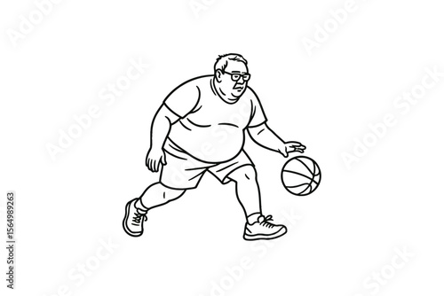 Hand drawn illustrations plus size individuals engaged in sport or fitness activities