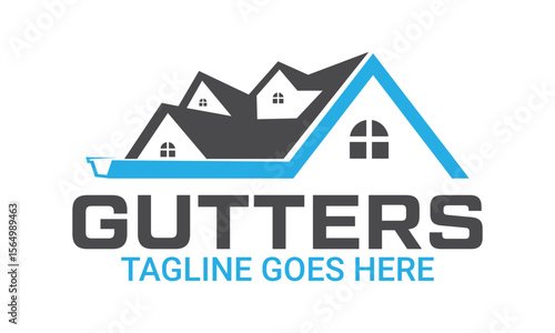 house roof gutter logo design. home pipe installation vector template
