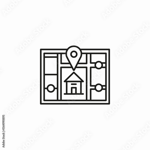 house location map icon sign vector