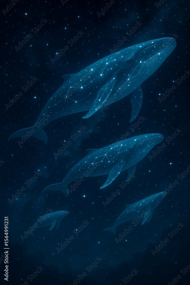Naklejka premium 星座クジラたち|Constellation Whales