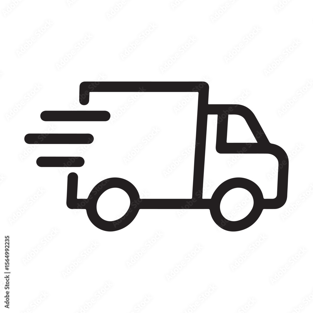 Fast moving delivery truck line art vector icon representing express ...