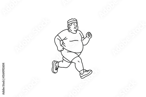 Hand drawn illustrations plus size individuals engaged in sport or fitness activities