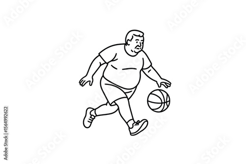 Hand drawn illustrations plus size individuals engaged in sport or fitness activities