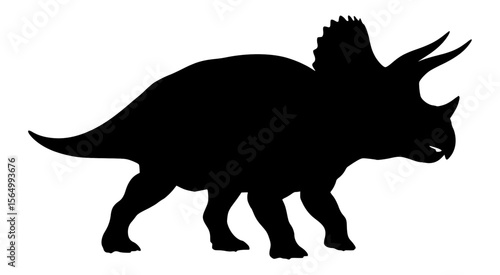 Vector Silhouette Of Triceratop Dinosaur.