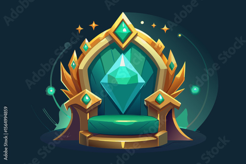 majestic emerald jewel throne gold royal seat luxury elegant design gem