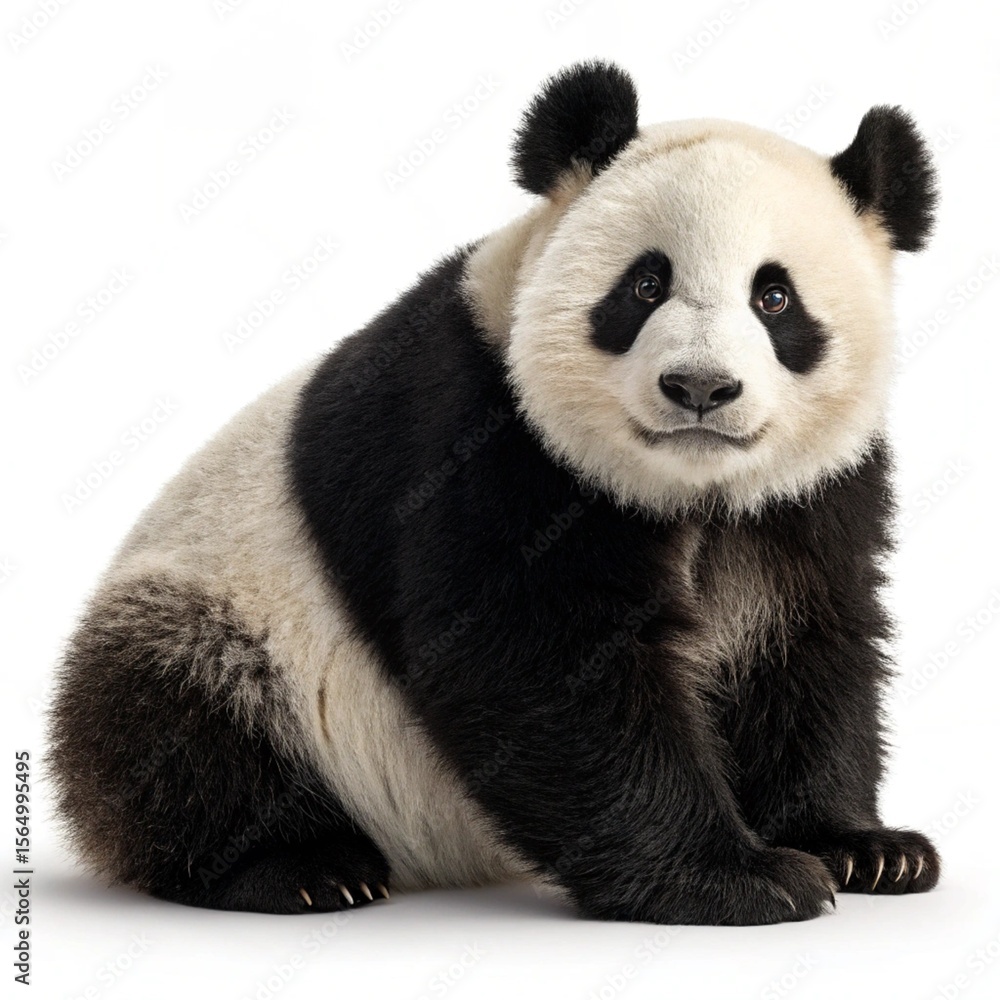 Fototapeta premium giant panda eating bamboo isolated