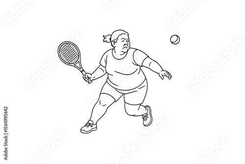 Hand drawn illustrations plus size individuals engaged in sport or fitness activities