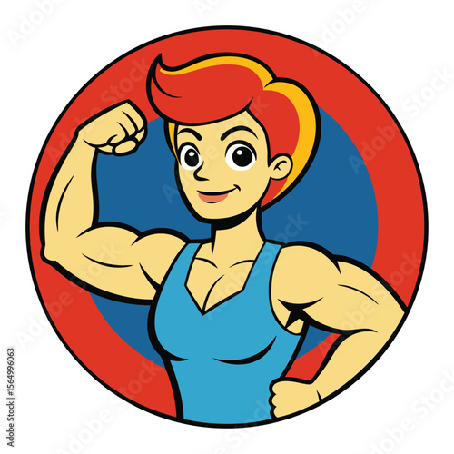 cartoon illustration of a woman boxer