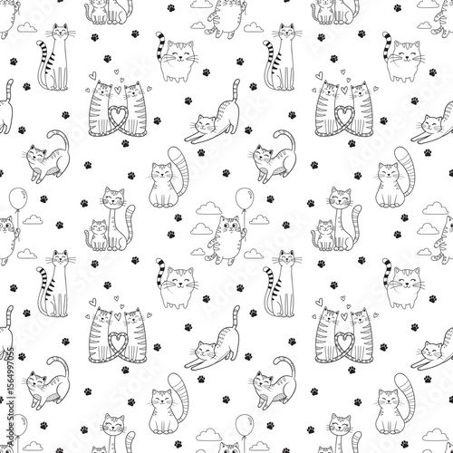 Cat Lovers Seamless Pattern