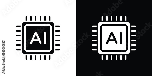 AI icon silhouette vector flat illustration design pack.