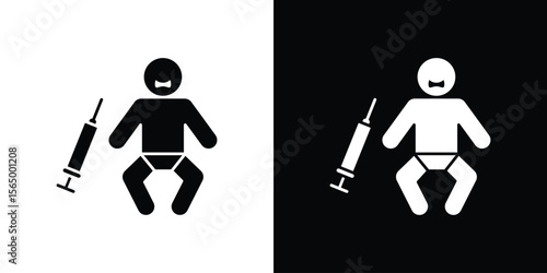 Baby Vaccination icon silhouette vector flat illustration design pack.