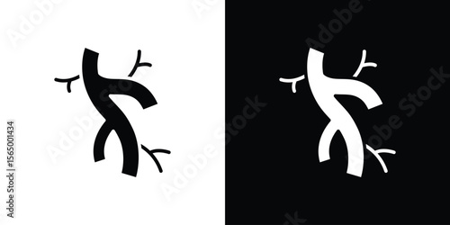 Blood vessel icon silhouette vector flat illustration design pack.