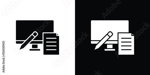 Blended learning icon silhouette vector flat illustration design pack.