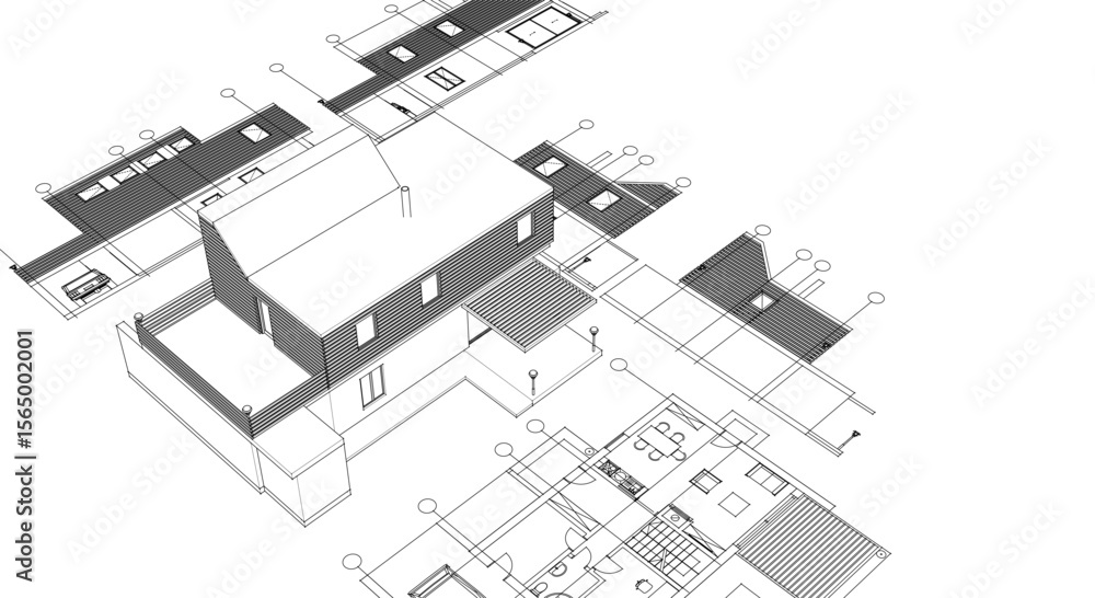 Fototapeta premium architecture modern house 3d illustration