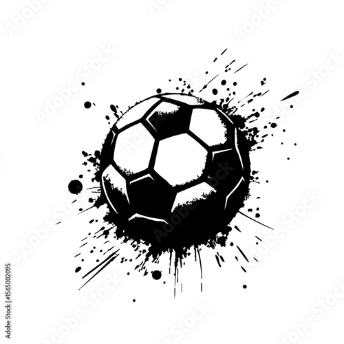 Soccer ball Silhouette Grunge Splatter and Dripping Spray Effects