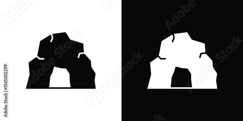 cave icon silhouette vector flat illustration design pack.