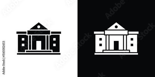 City hall icon silhouette vector flat illustration design pack.