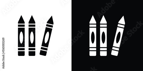 Crayon icon silhouette vector flat illustration design pack.