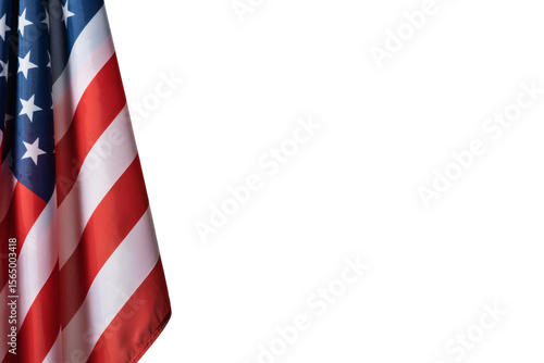 Fototapeta A Gently Draped American Flag Symbolizing National Unity and Pride with Ample Co