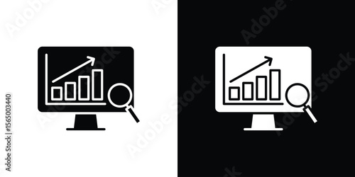 Data Analysing icon silhouette vector flat illustration design pack.