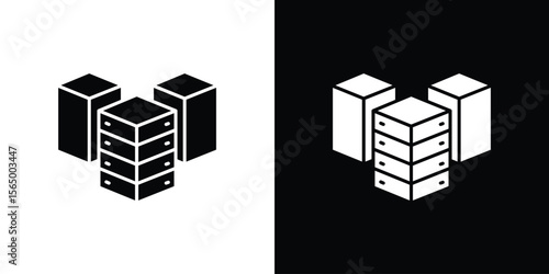 Data center icon silhouette vector flat illustration design pack.