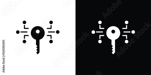 Digital key icon silhouette vector flat illustration design pack.