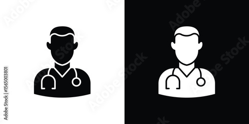 Doctor icon silhouette vector flat illustration design pack.