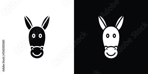 Donkey icon silhouette vector flat illustration design pack.