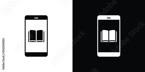 Ebook icon silhouette vector flat illustration design pack.