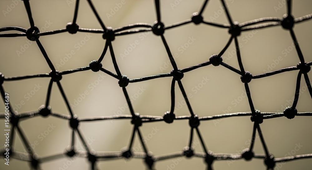 Fototapeta premium Abstract Black Netting Close-Up with Knots and Textured Background