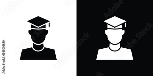 Graduated icon silhouette vector flat illustration design pack.