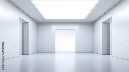 Wallpaper Mural Modern Minimalist White Room Interior Design with Doors and Skylight Torontodigital.ca