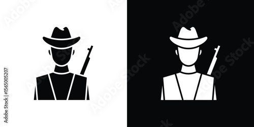 Hunter icon silhouette vector flat illustration design pack.