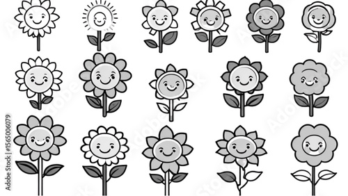 多様な花のシルエットアイコン｜Variety of Flower Silhouette Icons