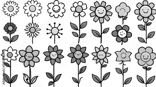 かわいい花の顔キャラクター｜Cute Flower Face Characters