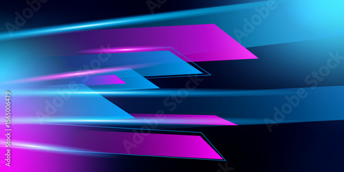 Modern abstract high-speed light effect.  Futuristic technology interface with arrows, lines, waves, speed lights, motion, data concept, science element, cyberspace shapes, and connection lines.vector