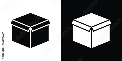 Open box icon silhouette vector flat illustration design pack.