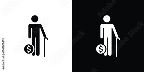 Retirement icon silhouette vector flat illustration design pack.