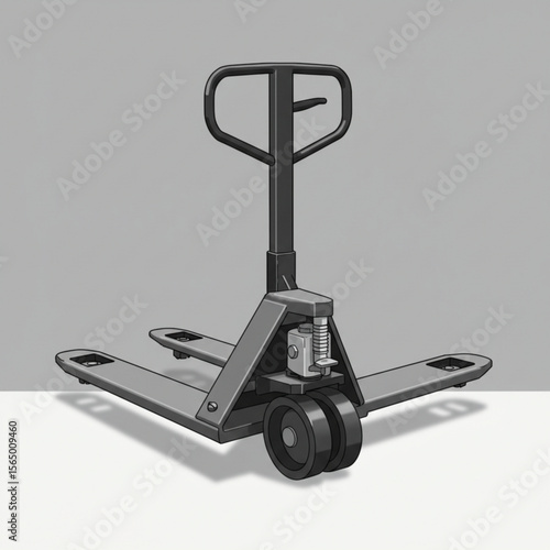 pallet jack wheel.  Pallet jack, industrial design, isolated on gray background, with copy space